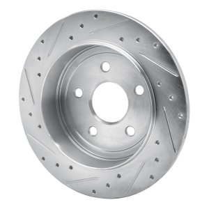 Jeep Commander Brake Rotor (1) - Rear Right - R1 Concepts - Drilled & Slotted - Silver - `05-`10